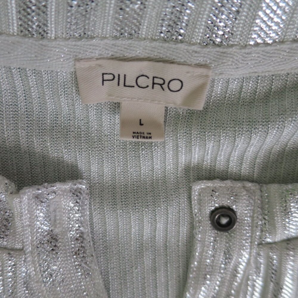 Anthropologie Pilcro The Andie Ribbed Henley Top Shimmer Edition L - Picture 7 of 10